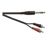 Black Screened 6.35mm Stereo Jack Plug To 2 x Phono Cable 2m