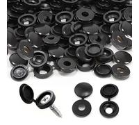 Black Screw Covers Caps, 200 Pcs Plastic Screw Cap Covers Black Folding Screws Heads Hinged Cover for Covering M4 Screw