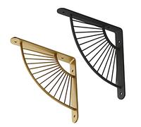 Black Sector Shelf Brackets, Wall Mounted Art Deco Shelving Brackets, Gold Support Brackets, 6/8/10/12 Inch, Heavy Duty Metal Iron Shelf Support, 2 Pcs ( Color : Black , Size : 150 X 150 mm (6 in) )