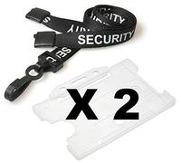 Black Security Lanyard from PCL Media ltd SIA Badge Holder Black Pre-Printed Security Lanyard with Card Holder Safety Breakaway & Clear Open Faced ID Card Holder (Pack of 2)