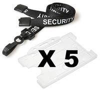 Black Security Lanyard from PCL Media ltd SIA Badge Holder Black Pre-Printed Security Lanyard with Card Hold Safety Breakaway & Clear Open Faced ID Card Holder (Pack of 5)