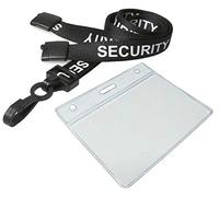 Black Security Lanyard from PCL Media ltd SIA Badge Holder Black Pre-Printed Security Lanyard with Safety Breakaway & Clear ID Card Pocket Credit Card Size (Pack of 1)