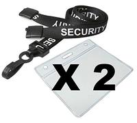 Black Security Lanyard PCL Media ltd SIA Badge Holder Black Pre-Printed Security Lanyard with Safety Breakaway & Clear ID Card Pocket Credit Card Size (Pack of 2)