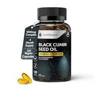 Black Seed Oil Capsule 1000mg, Cold Pressed 20mg Thymoquinone, High Strength Black Cumin Seed Oil for Blood Sugar and Cholesterol - Natural Anti-Inflammatory Antioxidant (4 Month Supply)-120 Softgels