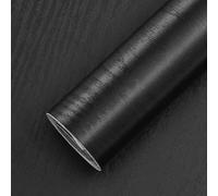 Black Self Adhesive Wallpaper Wood Peel and Stick Wallpaper Vinyl Wrap for Furniture Black Sticky Back Plastic Waterproof Removable Wood Grain Wallpaper for Bedroom Living Room Kitchen 44.5cmX10m