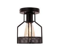 Black Semi Flush Mount Ceiling Light, Industrial Farmhouse Ceiling Light Fixture, E27 Base Cage Ceiling Light Close to Ceiling Mount Lights for Kitchen Entryway Hallway, 9In