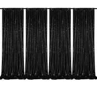 Black Sequin Backdrop 4 Panels 2FTx8FT Halloween Backdrop Curtains Party Backdrop Wedding Baby Shower Decoration