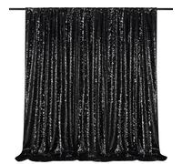 Black Sequin Backdrop Curtain 7ft x 7ft Glitter Photo Booth Backdrop for Wedding Birthday Baby Shower Event Decorations