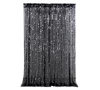 Black Sequin Backdrop Curtains 4ftx8ft Halloween Glitter Backdrop Drapes Big Payette Shimmer Sparkly Fabric Birthday Dessert Table Background Backdrop