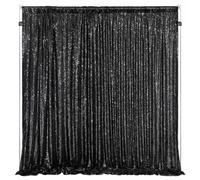 Black Sequin Backdrop Curtains: 6FTx8FT Glitter Photo Booth Backdrop for Halloween Birthday Bachelorette Wednesday Twilight Party Decorations Graduation Wedding Decoration Photography Party Stage