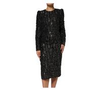 Black Sequin Boucl Tweed Sheath Dress - female - Dolce & Gabbana - Midi Dresses - Black - S - Dresses S