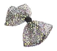 Black Sequin Bow Hair Clip for Women's Ponytails, Lightweight | Gauze and Iron Construction, Classic Delicate Style, for Photo Shoots, Weddings, Toddlers