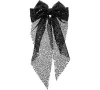 Black Sequin Butterfly Hair Clip Bow Accessory for High Ponytail | Sparkling Cloth Finish, Fashionable Cute Styling, Comfortable Wear, Versatile Look, Elegant Black Accent