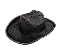 Black Sequin Cowboy Hat for Men and Women - Unisex Adult Texan Cowgirl Hat Fancy Dress Party Accessory