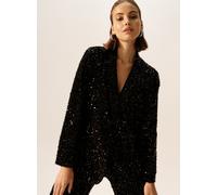 Black Sequin Embellished Relaxed Blazer 24
