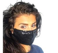 Black Sequin Face Mask, Reusable, Washable, Bling Glitter Sparkly Party Face Mask