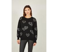 Black Sequin Heart Relaxed Jumper Yumi Black S/M