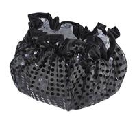 Black Sequin PEVA Shower Cap for Long Hair Extensions | Reusable Design, Comfortable Fit, Travel Packing and Barbershop Use, Keeps Hairstyles Protected
