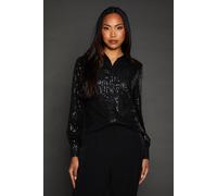 Black Sequin Shirt With Contrast Collar Principles Black 12