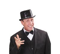 Black sequin top hat with black outline for adults