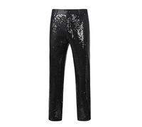 Black Sequin Trousers Men UK Clearance Elastic Waist Casual Glitter Sparkly Capri Pants Straight Leg Palazzo Pants Capris Pull On Comfy Disco Party Clubwear Vintage Y2K Streetwear Outfits S-XXL