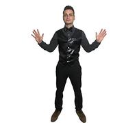 Black Sequin Waistcoat & Bow Tie Showbiz Show business Mens Fancy Dress Costume