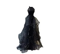 Black Sequined Evening Dress Halter Neck Sequined Sleeveless Long Dress Women Trailing Party Adult Evening Dress (Color : Black, Size : XXL)
