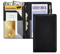 Black Server Books for Waitress/Waiter Book with Zipper Money Pocket,Cute Waitress Books Organizer Accessories Fit Server Aprons Note Pads (Black)