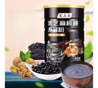 Black sesame walnut and mulberry powder, Chinese black bean and black rice soup, healthy and nutritious breakfast Congee 600g/can, ready to eat soup, delicious meal substitute (low sugar,1 can)