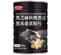 Black Sesame Walnut Black Bean Black Rice Chinese Yam Mulberry Powder,Instant Breakfast,Healthy Full Meal Replacement Porridge (Black Sesame Walnut Black Rice Black Bean Mulberry Powder 600g,4 can)