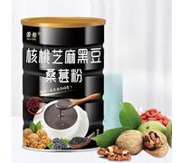 Black sesame walnut black bean powder, ready to eat mulberry meal substitute powder, instant breakfast Congee, black sesame paste 500g/can. Chinese sweet snacks, vegetarian food (1 can)
