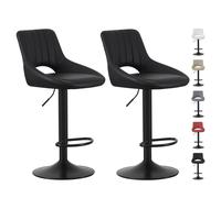 (BLACK) Set of 2 Height Adjustable Kitchen BarStool Stacey