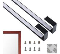Black Set of 2 Mirror Brackets Patent Pending Over-The-Door Mirror Hanger: Door Mirror Hanger Set with Anti-Scratch Lining | 14'' Over The Door Mirror Hooks for Adjustable Height