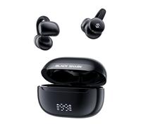 Black Shark Clip-On Earbuds, Open Ear Earbuds, Music and Game Dual Modes, 5g Lightweight & Digital Display Design, DNN Clear Calls, 50H Play Time, Comfort Fit for Sports, Running, Workout