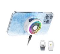 Black Shark FunCooler 5 Magnetic Cell Phone Cooler for Gaming, Portable Mobile Phone Cooling Fan with RGB Light, Cellphone Radiator for iPhone Magnetic Series/Android/Tablet/iPad (White)