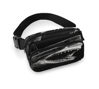 Black Shark Head Fanny Pack Belt Bag with Adjustable Strap Fashion Waist Bag for Outdoor Sports Hiking, white, 20x13cm, Full Printed Waist Bag
