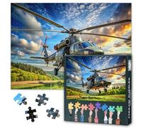 Black Shark Helicopter Jigsaw Puzzle 1000 Pieces for Adults Military Aircraft Puzzle Innovative Design Tactical Features Aviation Enthusiasts Challenging Puzzle Game Home Decoration 27.5x19.7 Inch