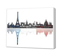 Black Sheep Design "Paris Skyline Canvas Art Work with Aluminium Frame, Multi-Colour, 40 x 30-Inch