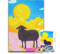 Black Sheep in A Sunny Field Puzzle for Adults 1000 Pieces Focus Building Educational Activity for Festive Occasions Size 38x52cm