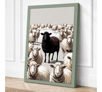 Black Sheep in White Modern Canvas Wall Art Print 30x20 Inch (76 x 51 cm)