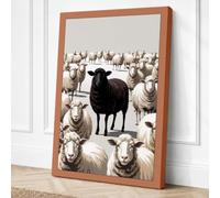 Black Sheep in White Modern Canvas Wall Art Print 30x20 Inch (76 x 51 cm)