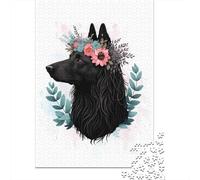 Black Sheepdog Watercolor 1000-Piece Puzzle for Adults, 38x26cm/1000pcs, Easy to Continue on Another Evening; White Cardboard for Simple Sorting
