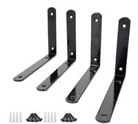 Black Shelf Bracket 145 * 110 * 20MM Stainless Steel Heavy Duty ”L” Decorative Corner Brace Joint Angle Bracket for Wall Hanging Bookshelf Support Furniture Connector