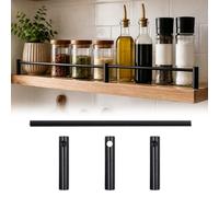 Black Shelf Retaining Bar 19" Aluminum Guardrail for Open Kitchen Shelves Detachable Safety Railing for Office/Library Prevents Falling Items (Black)