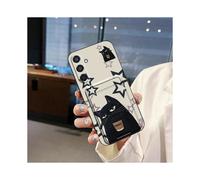 (Black Shell-Card Holder-Coffee Black Cat, Samsung A36 5G/SM-A366B) Suitable for Samsung mobile phone case with ID card bag textured change card digital cartoon