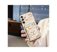 (Black Shell-Card Holder-White Cat with Yellow Eyes, Samsung M16 5G/SM-M166P/F16 5G) Suitable for Galaxy A56, GalaxyS25 Ultra Samsung mobile phone case with cute personality and card slot