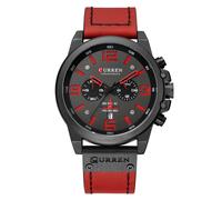 (Black shell red) CURREN 8314 Men's Sport Quartz Watch, Leather Strap