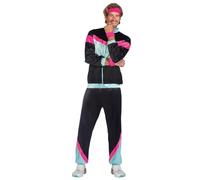 Black Shell Suit 80's Mens - Plus Size