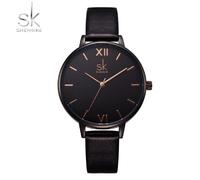 (black) Shengke Fashion Watches Women Eleagant Quartz Wristwatches Ladies Charm Flowers Dial Clock Best Gifts For Wife,friend,family