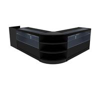 Black Shop Counter Set Eclipse LED Light C1500 LM60 TB60 150cm 60cm W Lockable Sliding Doors Keys Retail Storage Units Till Block Glass Display Showcase Cabinet Corner Clothing Jewellery Store Shelves